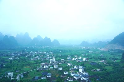 High angle view of townscape against sky