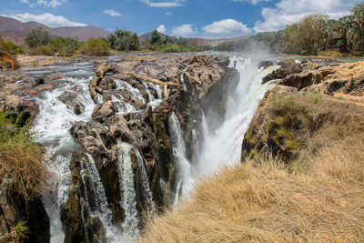 Scenic view of waterfall in forest