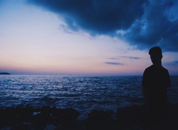 Scenic view of sea at sunset