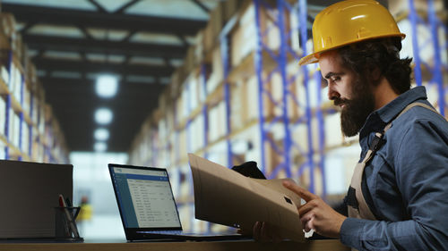 Engineer working at construction site