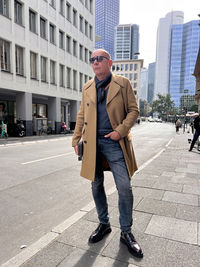 Full length of man standing on street frankfurt. 