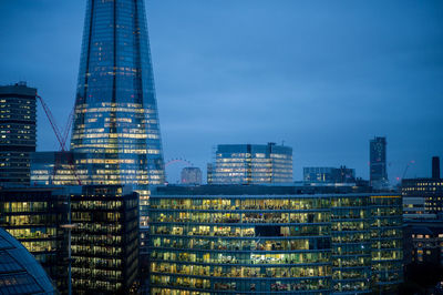 Modern buildings against blue sky