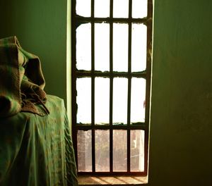 Close-up of closed window of house
