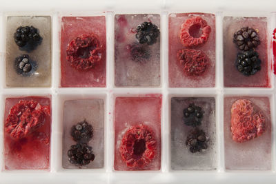 Close-up of fruits in glass container