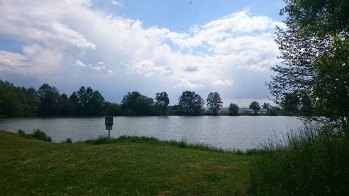 Scenic view of lake against sky