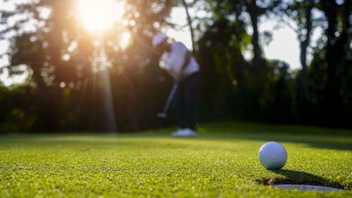 Golf ball on grass