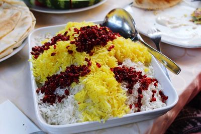 Close-up of served food