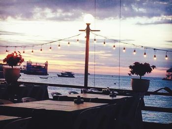 Scenic view of sea against sky at sunset