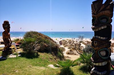 Panoramic view of sea against clear sky