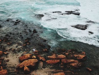 Close-up of water on beach