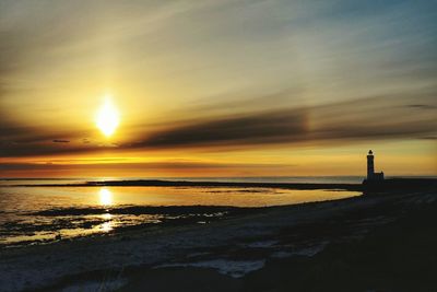 Scenic view of sea at sunset