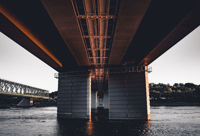 Low angle view of bridge over river against sky