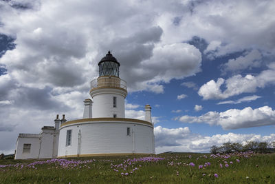 Low angle view of lighthouse against sky