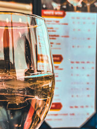 Close-up of wineglasses on table