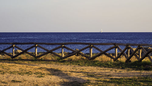 Scenic view of sea against clear sky