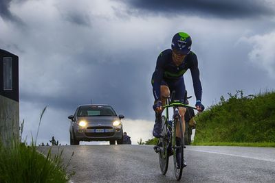 Man cycling on road