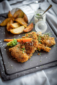 Close-up of food on table