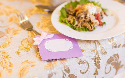 Close-up of food on table