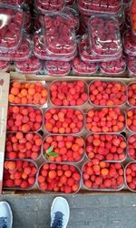 High angle view of fruits for sale in market