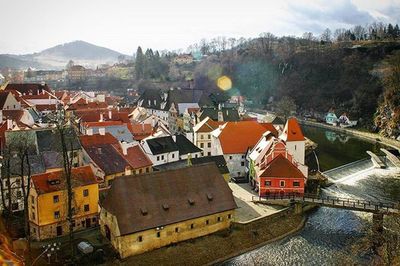 High angle shot of townscape