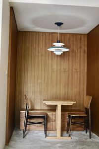 Empty chairs and table at home