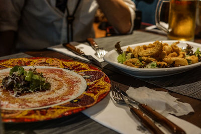 Close-up of food in plate on table