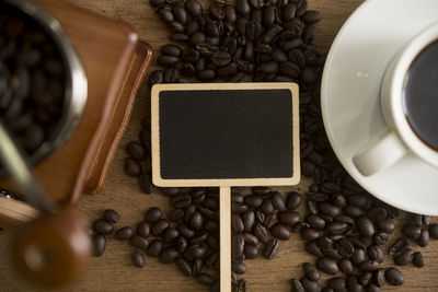 Directly above shot of coffee beans on table