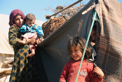 Syrian children in a refugee camp near the turkish border