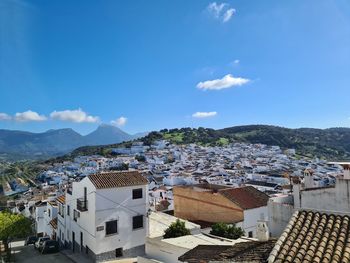 High angle view of townscape against sky