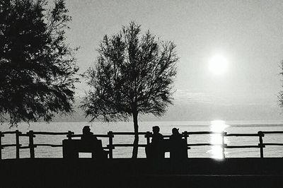 Silhouette of people in water