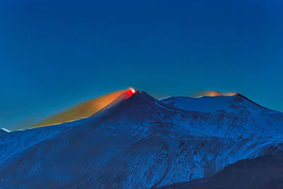 Scenic view of etna volevano against clear blue sky