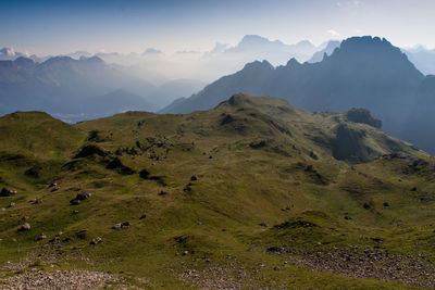 Scenic view of mountains against sky