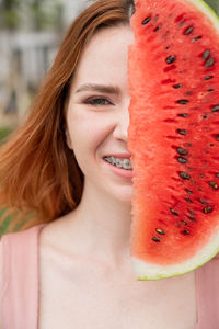 Close-up portrait of a young woman