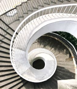 High angle view of spiral stairs