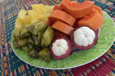 Close-up of food served in plate