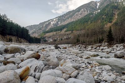 Scenic view of stream against sky