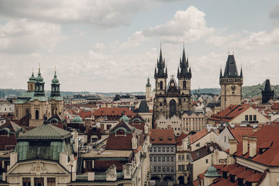 High angle view of buildings in city