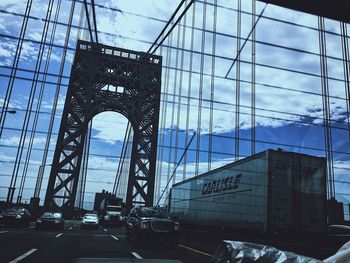 View of suspension bridge against sky