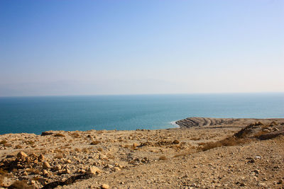 Scenic view of sea against clear sky