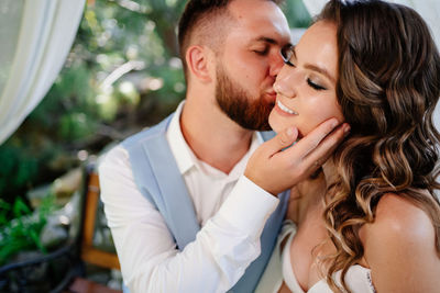 Young couple kissing