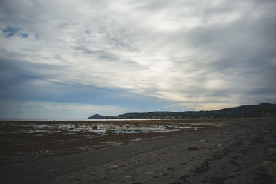 Scenic view of sea against cloudy sky