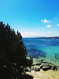 Scenic view of sea against cloudy sky