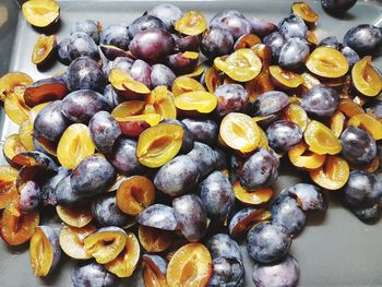 High angle view of fruits on table