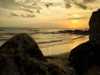 Scenic view of sea against sky during sunset
