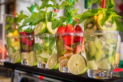 Fruits in glass container