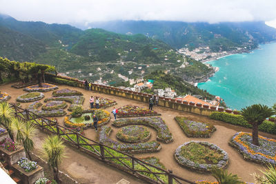 High angle view of buildings in city