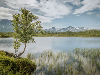 Scenic view of lake against sky