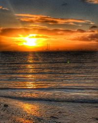 Scenic view of sea at sunset