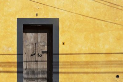 Closed door of building