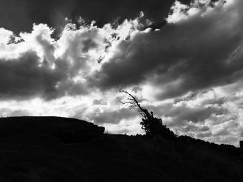 Low angle view of silhouette mountain against sky